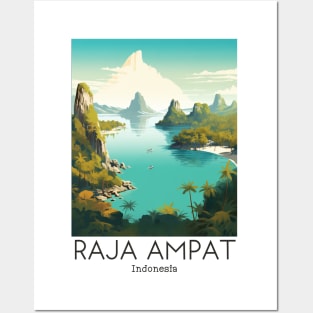 A Vintage Travel Illustration of Raja Ampat - Indonesia Posters and Art